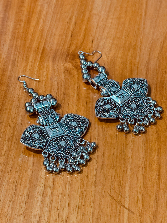 Oxidized Silver Chandbali Earrings