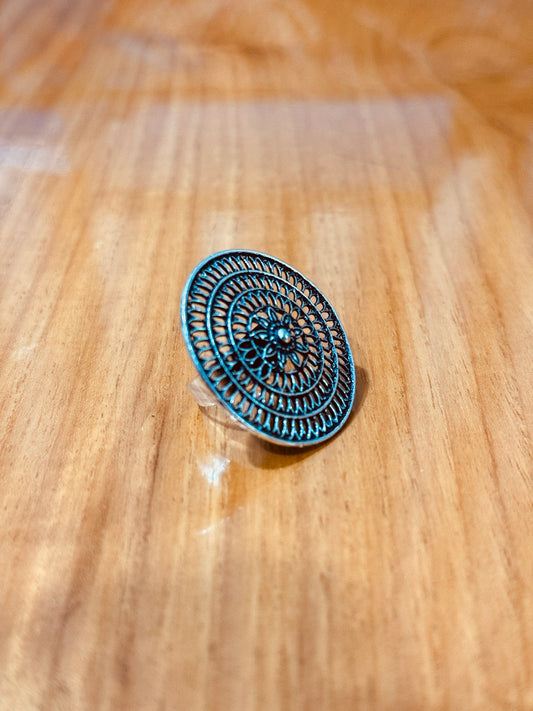 Classic Tribal Spiral Oxidized Silver Ring