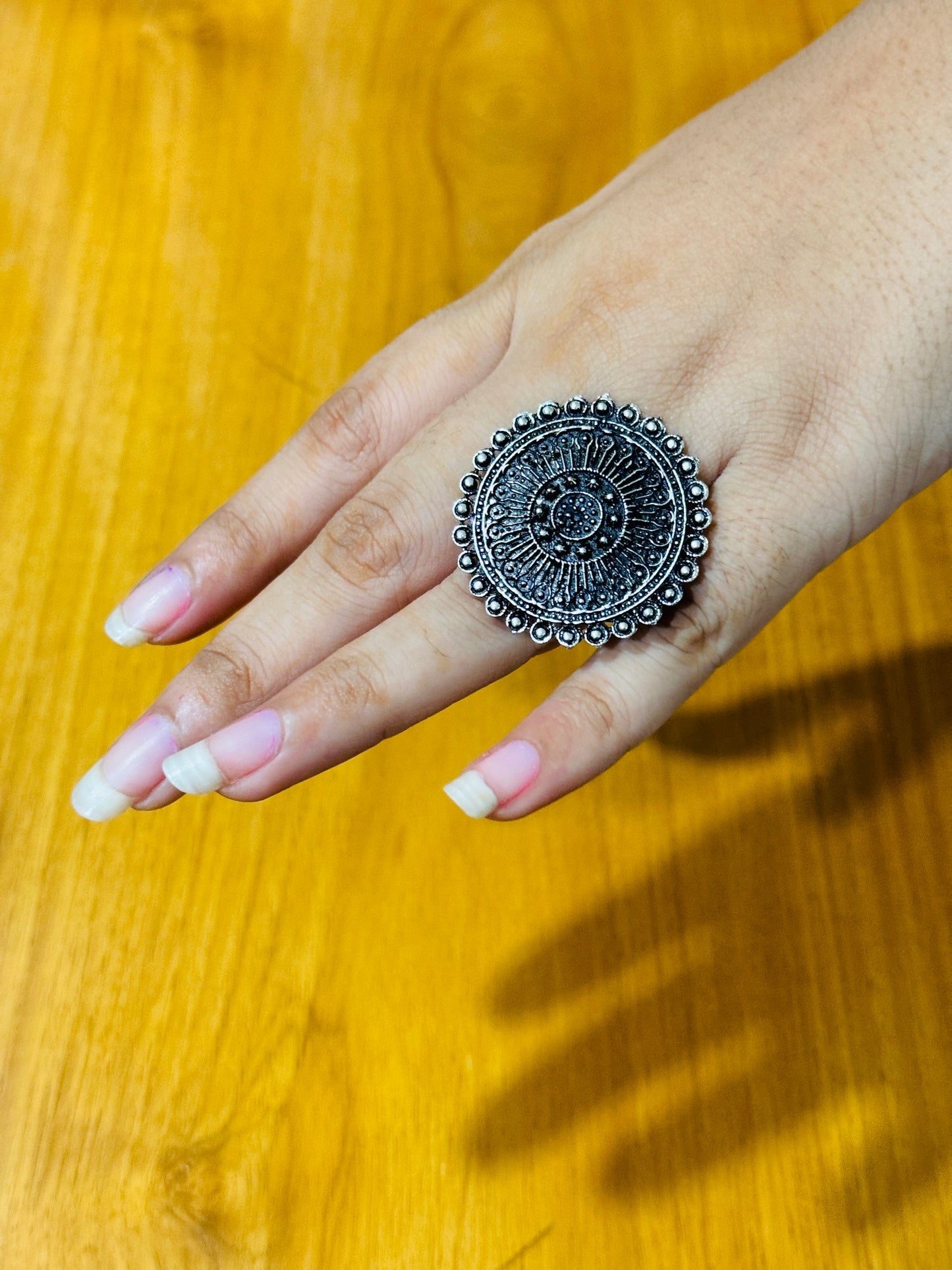 Celestial Mandala Oxidized Adjustable Ring