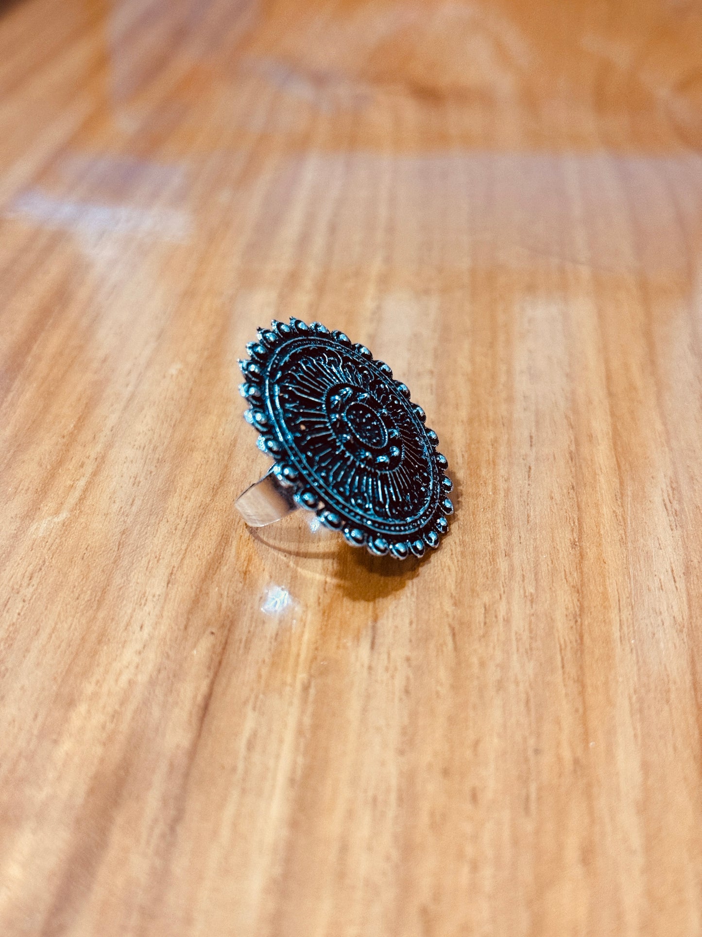 Celestial Mandala Oxidized Adjustable Ring